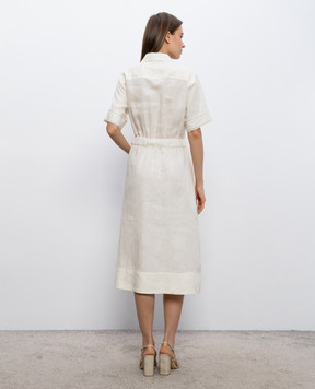 Peserico Сукня кольору айворі з льону з ланцюжком моніль S0241602647