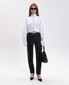 Off-White Белая укороченная спортивная куртка с принтом логотипа 2FE00508T