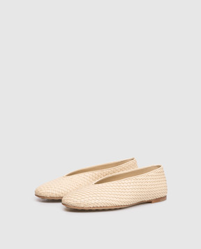 Bottega Veneta Бежеві шкіряні плетені балетки Rosa 837887V4VE0