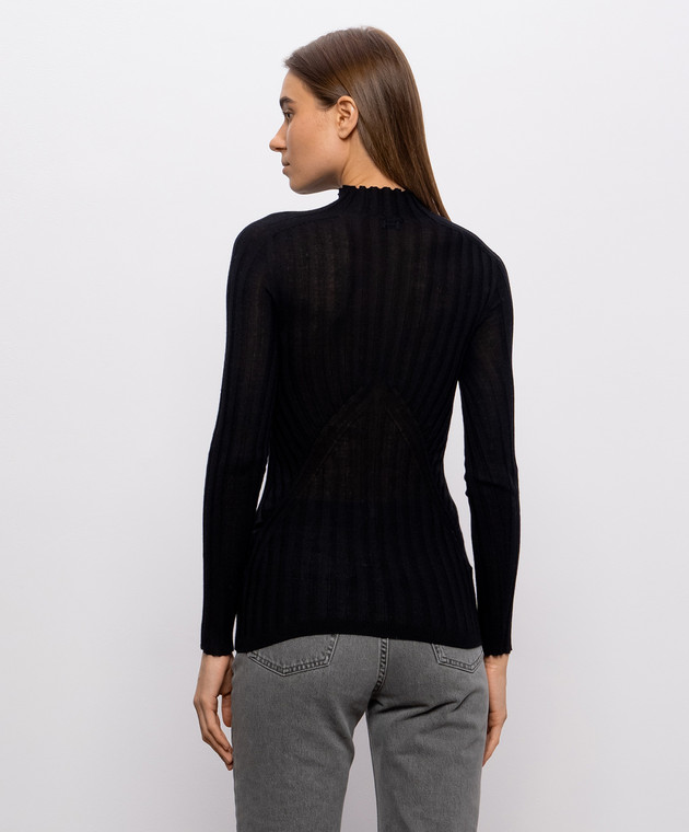 Jil Sander Черный гольф с кашемиром и шелком в рубчик J02GP0270J13289 изображение 4