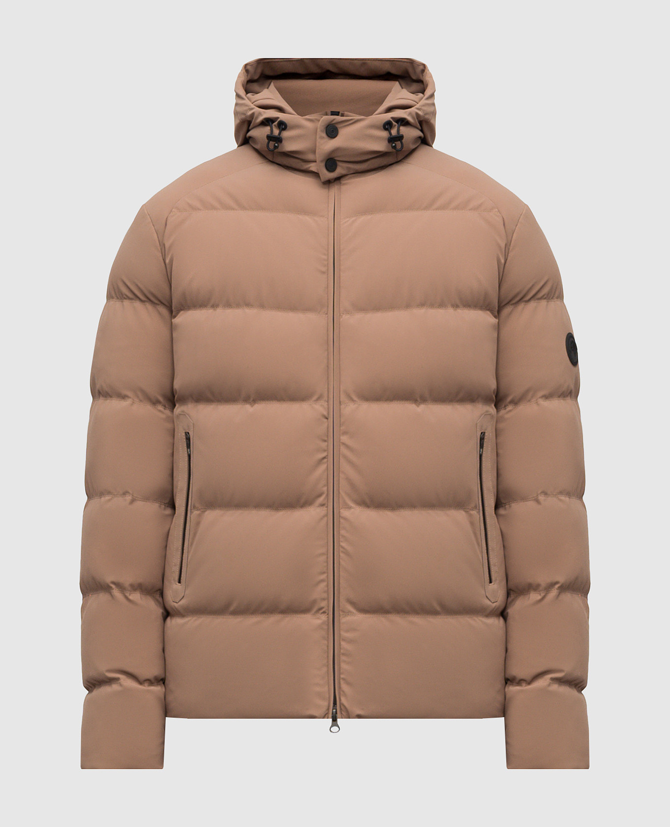 

Коричневый пуховик с нашивкой эмблемы, Пуховики