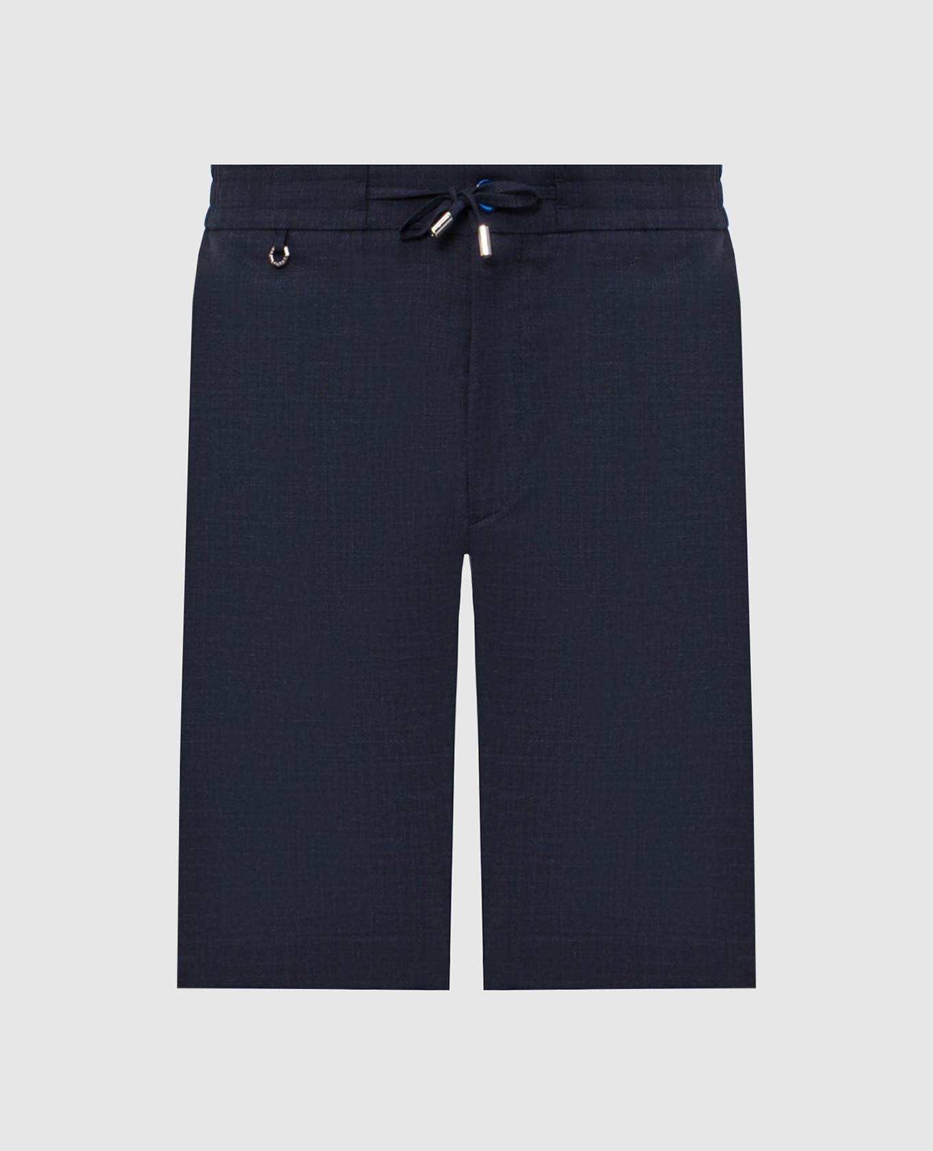 Синие шорты из шерсти, шелка и льна