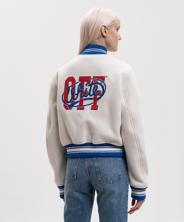 Off-White Бомбер цвета айвори с шерстью 2FG00409T изображение 4