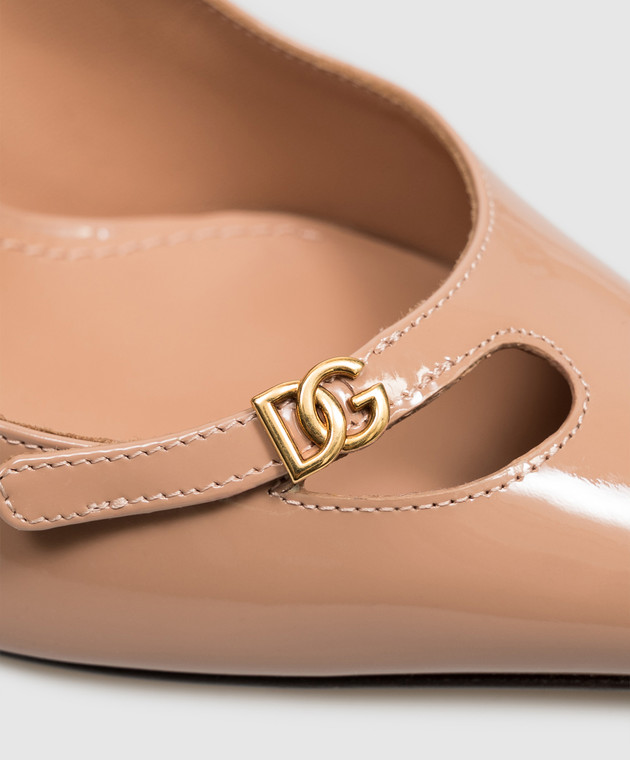 Dolce&Gabbana Бежевые кожаные лакированные туфли с монограммой DG CD2004A1471 изображение 5