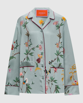 La DoubleJ Зеленая блузка из шелка в стиле пижамы SHI0077SIL001ZOF04