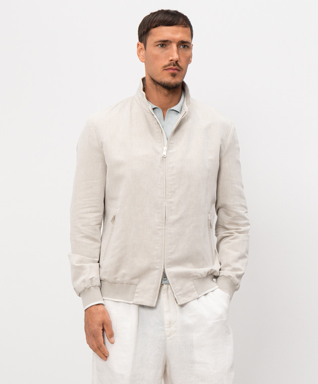 Pini Parma Сіра куртка з льоном BOMBCOLISA зображення 3