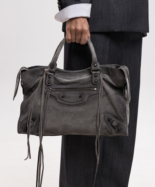 Balenciaga Серая замшевая сумка Le City 8657602ACNH изображение 2