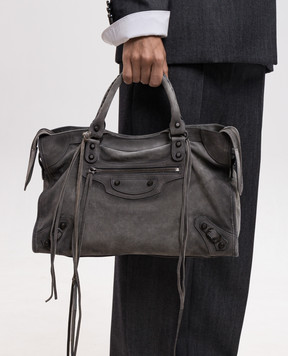 Balenciaga Серая замшевая сумка Le City 8657602ACNH