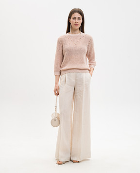 Peserico Рожевий джемпер з льону з паєтками S99134F059263A