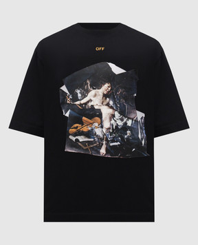 Off-White Чорна футболка Cupid Paper 44MAA120F5J00R