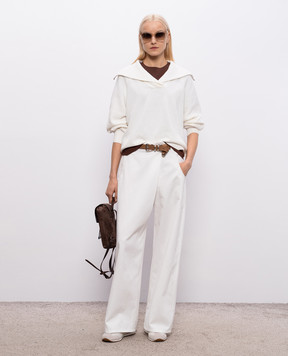 Brunello Cucinelli Свитер цвета айвори с цепочкой мониль M19253202