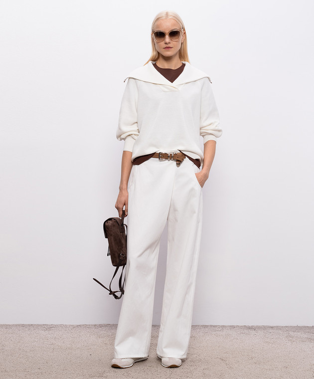 Brunello Cucinelli Свитер цвета айвори с цепочкой мониль M19253202 изображение 2