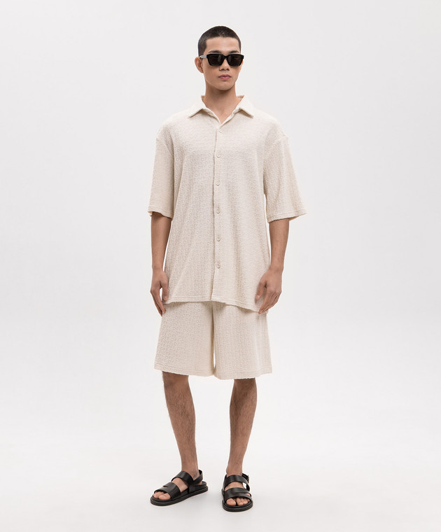 Off-White Бежеві шорти у візерунок логотипа OFF 44XCB092C9J0010 зображення 2