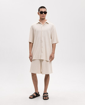 Off-White Бежевые шорты в узор логотипа OFF 44XCB092C9J0010