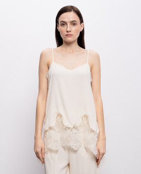 Fabiana Filippi Майка цвета айвори с шелком с кружевом TPD276F744M158