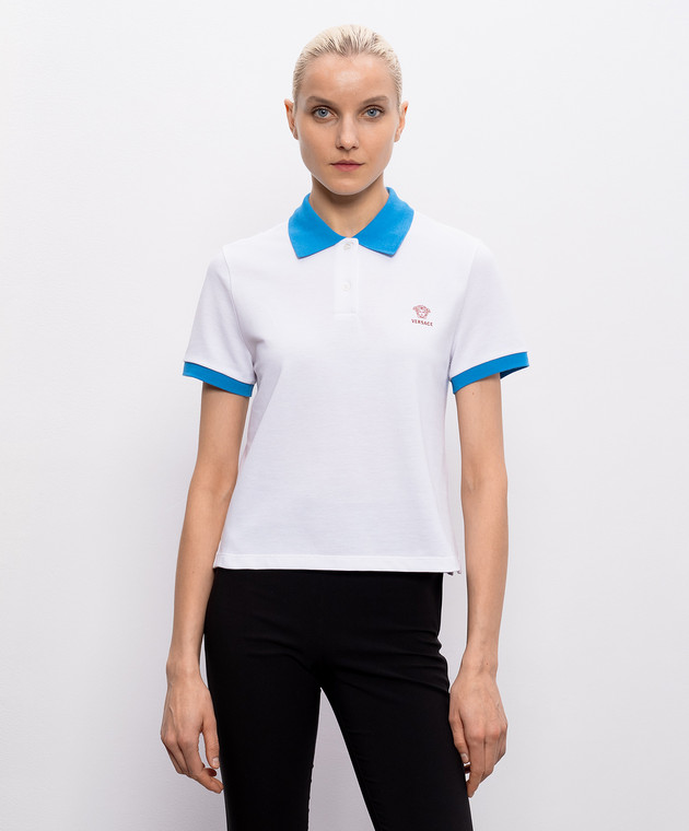 Versace Белое поло с вышивкой 10242351A17681 изображение 3