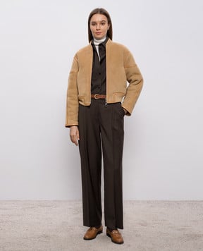 Loro Piana Бежева двостороння дублянка в стилі бомбера FAO5371sh