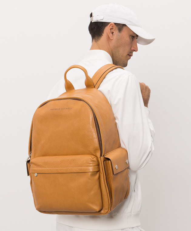 Brunello Cucinelli Коричневый кожаный рюкзак Travel MBTGBU243 изображение 2