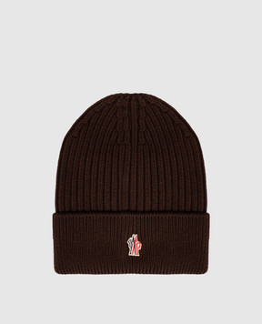 Moncler Grenoble Коричневая шапка из шерсти с эмблемой K20973B0000704761