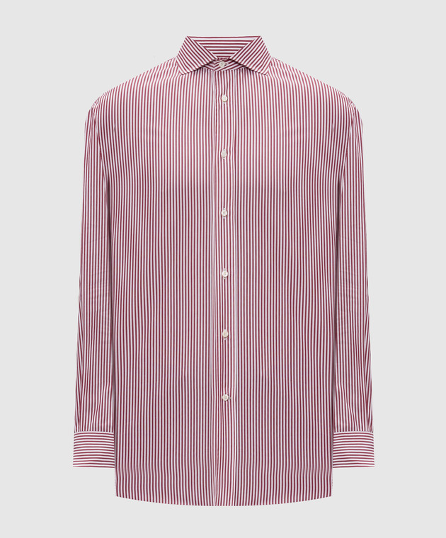 Brunello Cucinelli Бордовая рубашка в полоску MY6490627