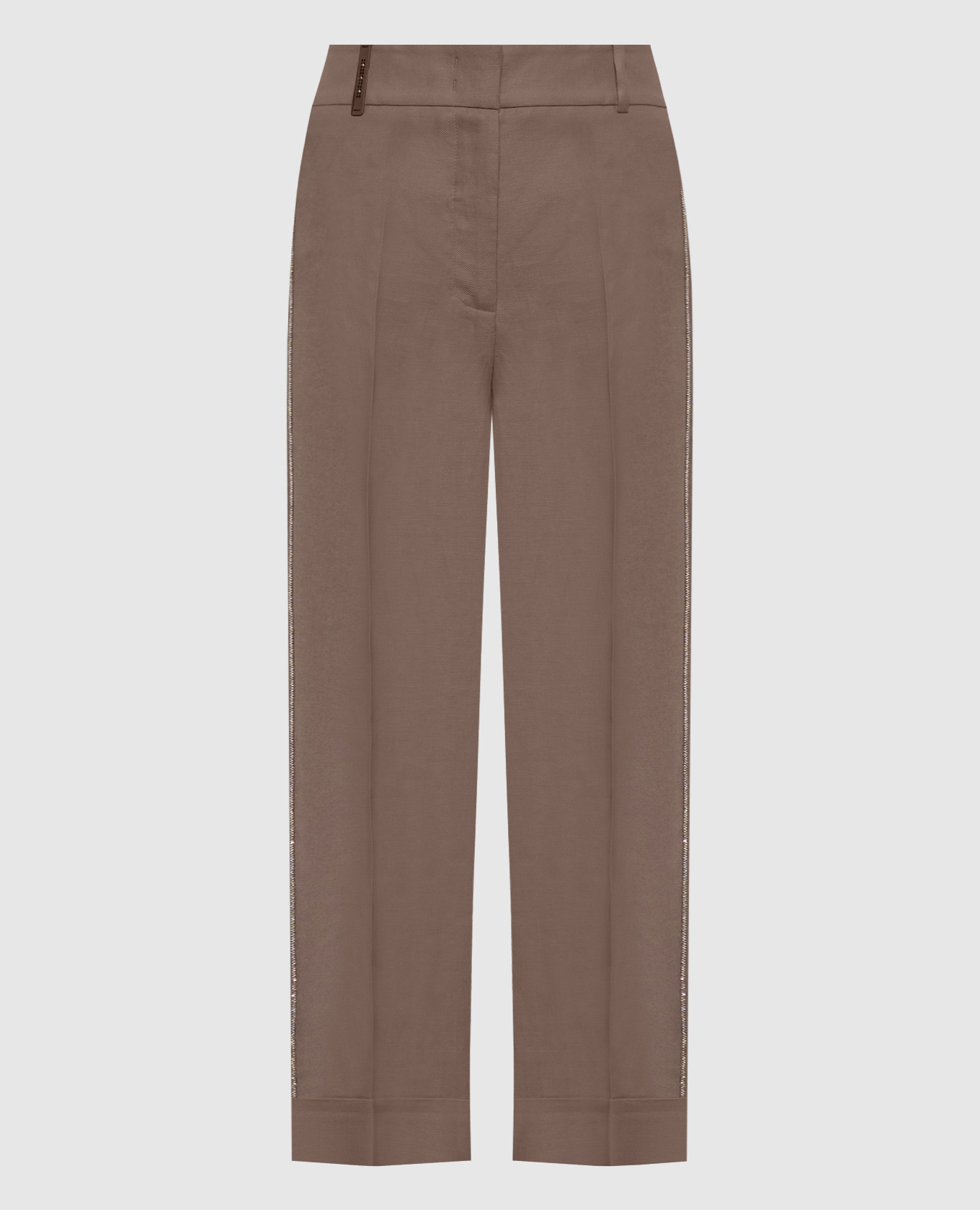 Коричневые брюки с брендовым патчем
