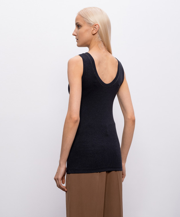 Brunello Cucinelli Темно-сіра майка з ланцюжком моніль MPTC8BJ312 зображення 4