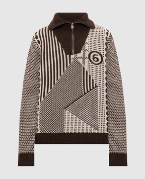 Maison Margiela MM6 Коричневый свитер с шерстью SH2GL0015M13354