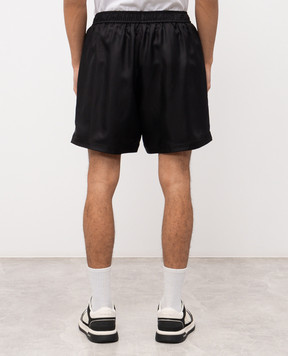 AMIRI Чорні шорти із шовку з принтом логотипа AMSHCA1043