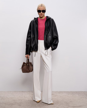 Simonetta Ravizza Черная кожаная куртка Cambridge с капюшоном S06JA391L16