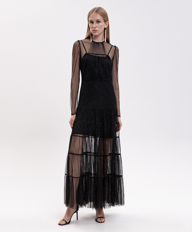 Twinset Черное платье макси с люрексом 262TT2150 изображение 2