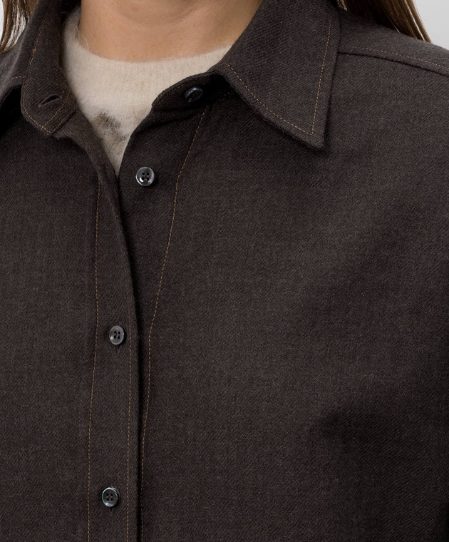 Brunello Cucinelli Коричневая рубашка из шерсти MP550M1M06 изображение 5