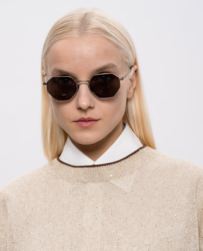 Bottega Veneta Сірі сонцезахисні окуляри Intrecciato з титану 861361VIGA0