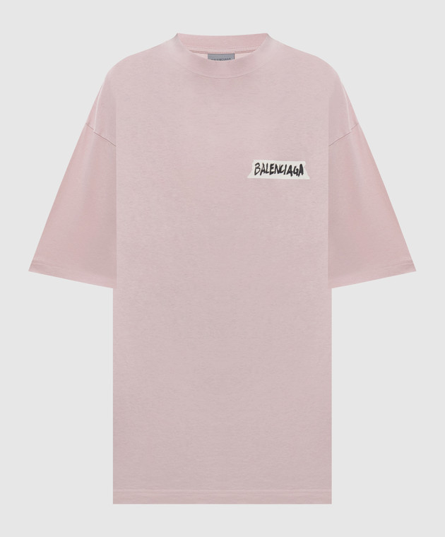 Balenciaga Рожева футболка з принтом A00497TTVL6