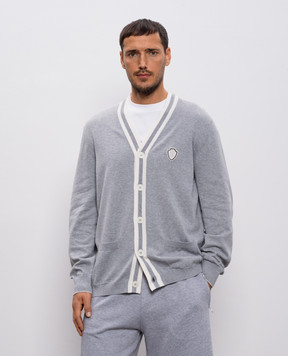 Brunello Cucinelli Серый кардиган с нашивкой эмблемы M29203606F
