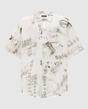 Balenciaga Сорочка кольору айворі з принтом логотипа 852334TTL78