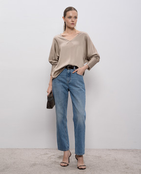 Brunello Cucinelli Сині джинси з патчем логотипа MP095P5758