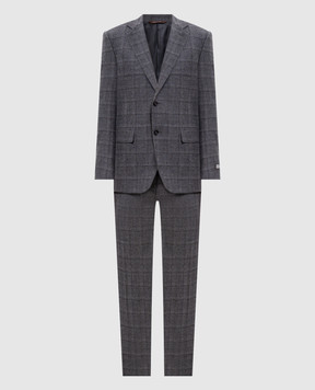 Canali Серый костюм из шерсти в клетку BF053041228020