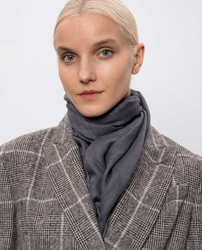 Brunello Cucinelli Серый палантин из кашемира и шелка MSC924059