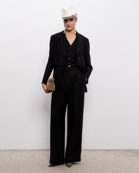 Brunello Cucinelli Черные брюки с льном MH126P9138