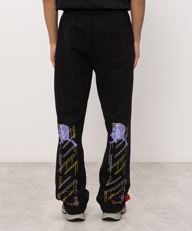 Off-White Черные спортивные брюки с брендовым принтом 44MCH05AF26F004 изображение 4