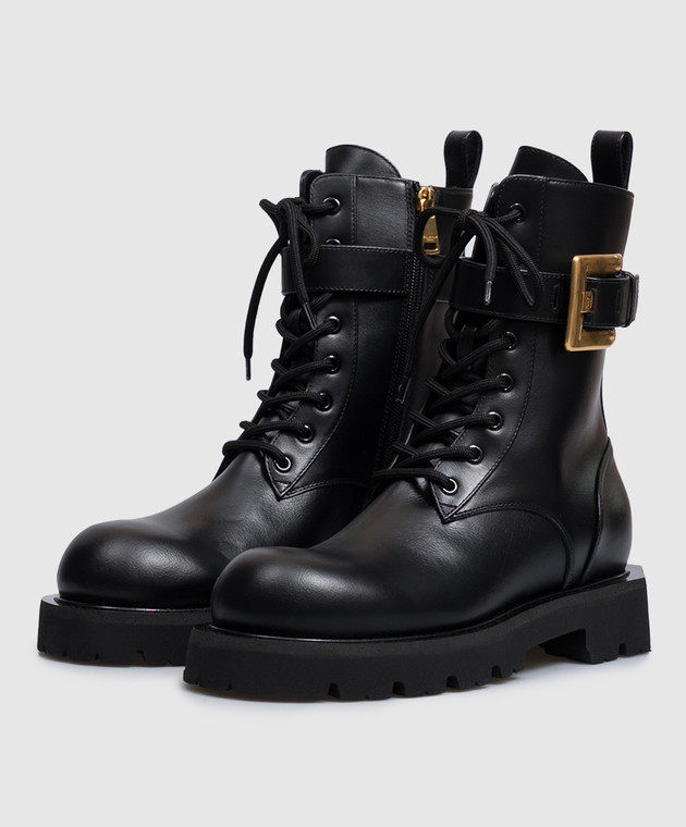 Balmain Чорні шкіряні черевики HN1TC292LVIT зображення 2