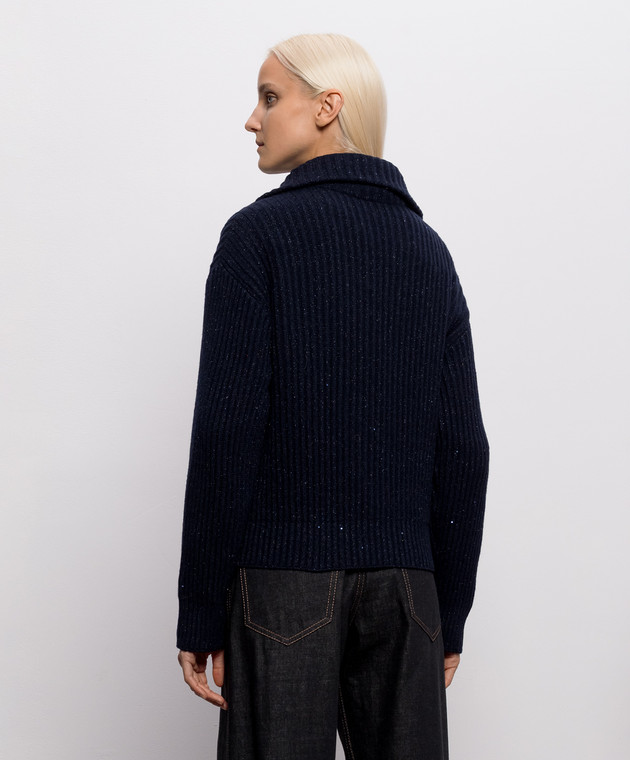 Brunello Cucinelli Синий кардиган с кашемиром и шелком MBM753506P изображение 4