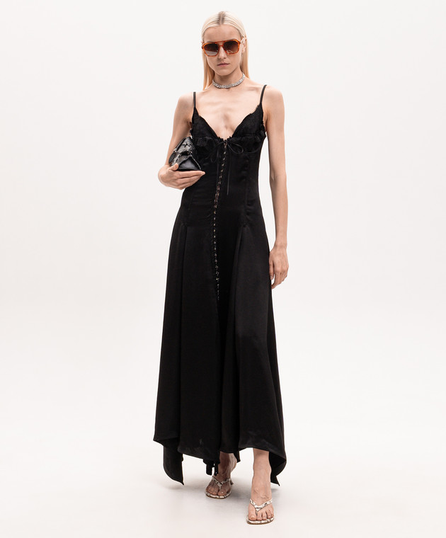 Alexander McQueen Чорна сукня максі зі шнурівкою 863779QEAHZ зображення 2