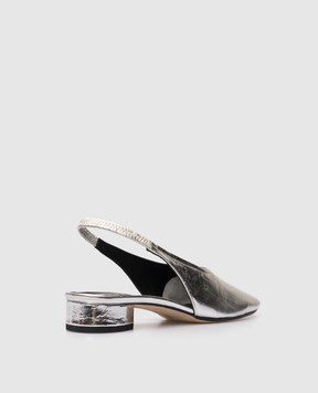 Aeyde Серебристые кожаные слингбеки Dua FLGLVR25RO150SS25920