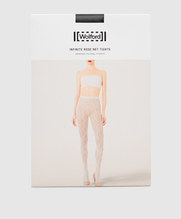 Wolford Чорні колготи INFINITE ROSE з мережива 19478
