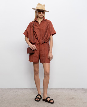 Brunello Cucinelli Коричневі шорти в тканий візерунок MQ988P9149