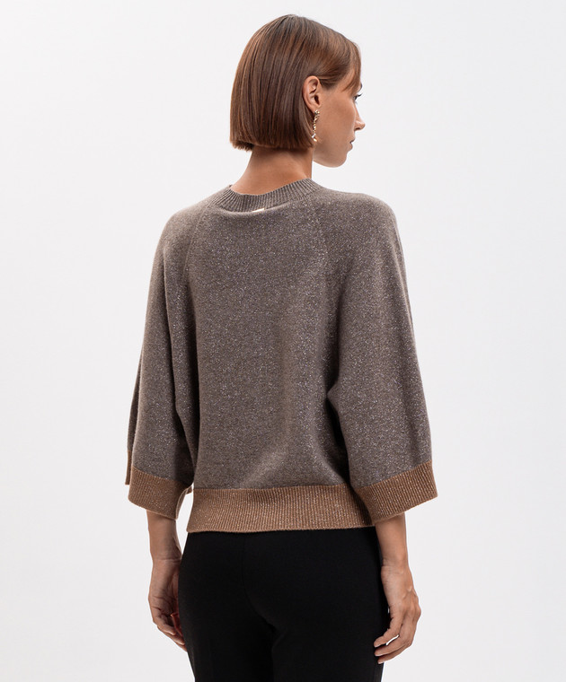 Twinset Коричневый джемпер из шерсти и кашемира с люрексом 262TP3511 изображение 4