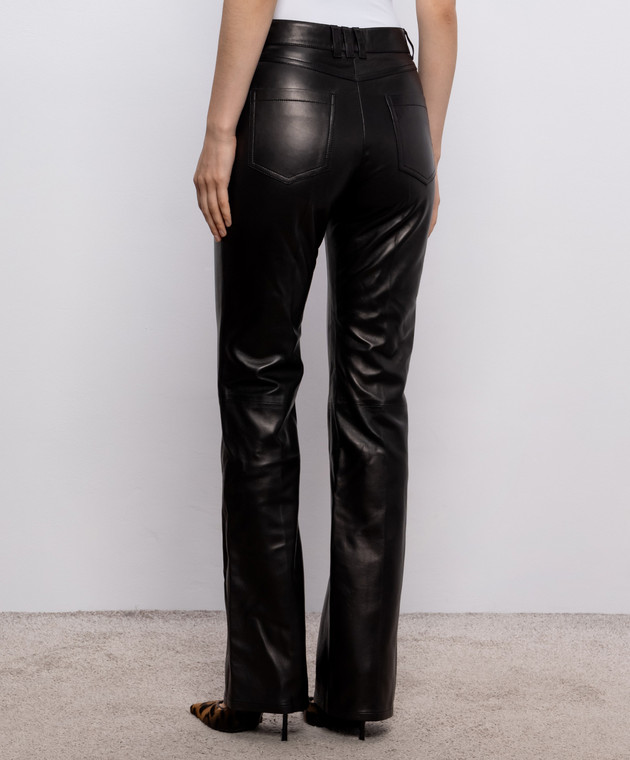 Balmain Черные кожаные брюки HF1QH005LE35 изображение 4