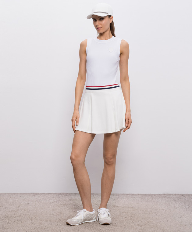 Brunello Cucinelli Белая юбка мини с нашивкой эмблемы MG927G4029 изображение 2