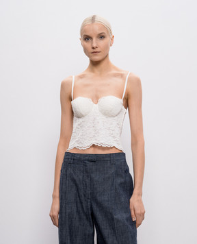 Twinset Білий топ з мереживом 261AP2300